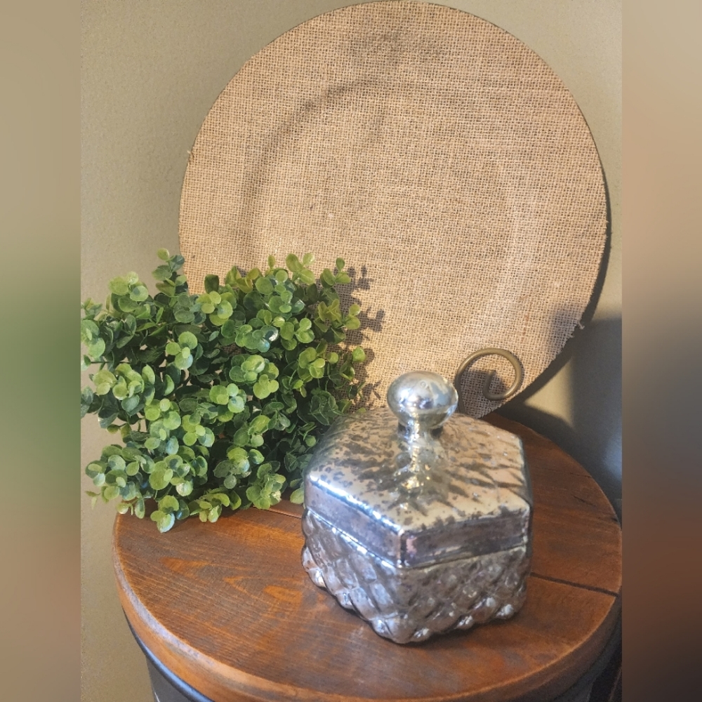 Vintage distressed Silver Ornament Lidded Bowl